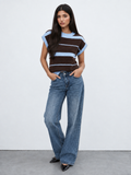 Mouwloze trui blauw bruin
