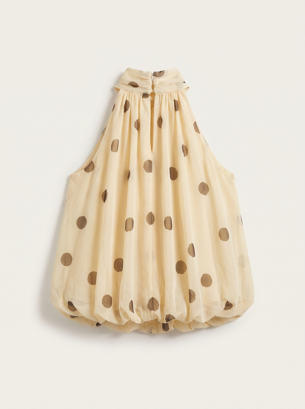 Halter top Polka geel met bruine dots
