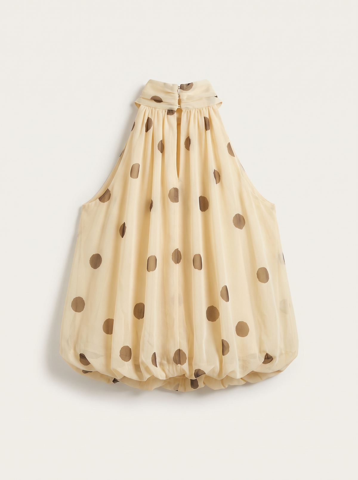 Halter top Polka geel met bruine dots