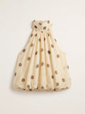 Halter top Polka geel met bruine dots