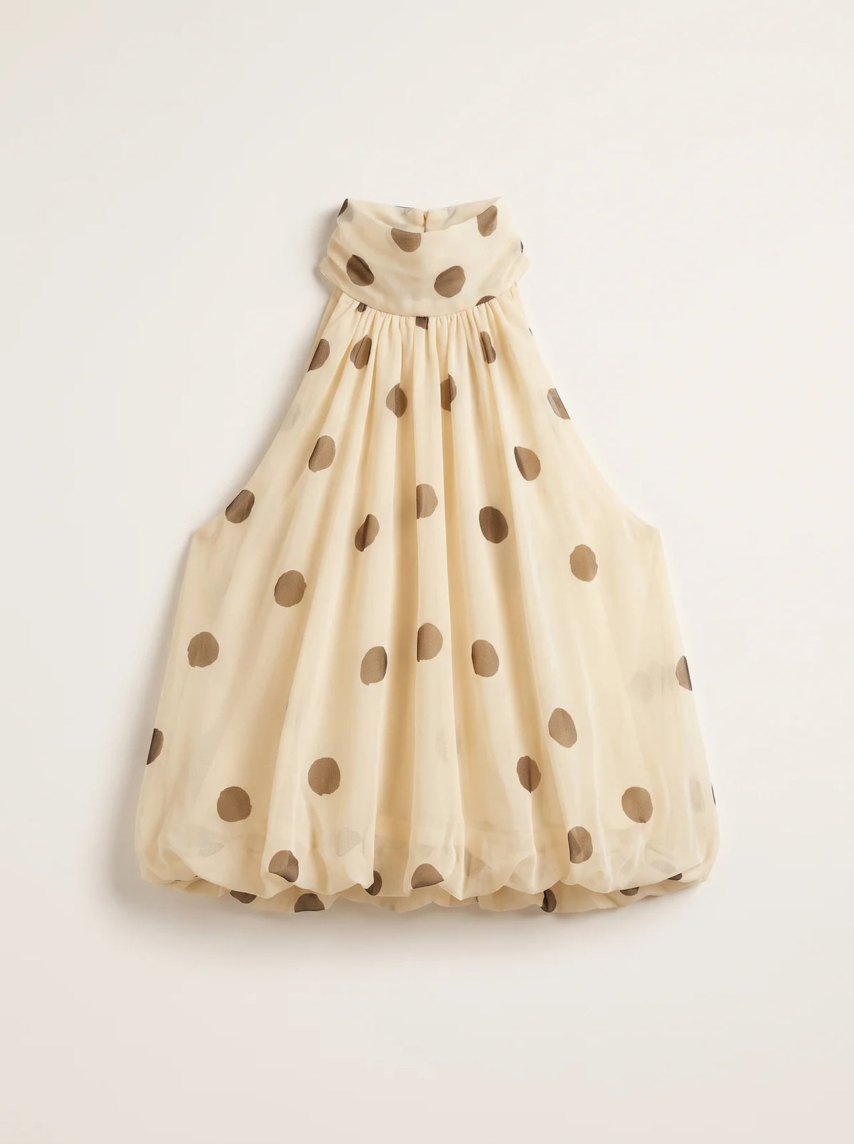 Halter top Polka geel met bruine dots